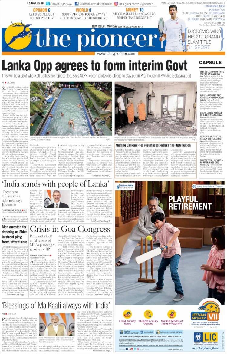 Portada de The Pioneer (India)