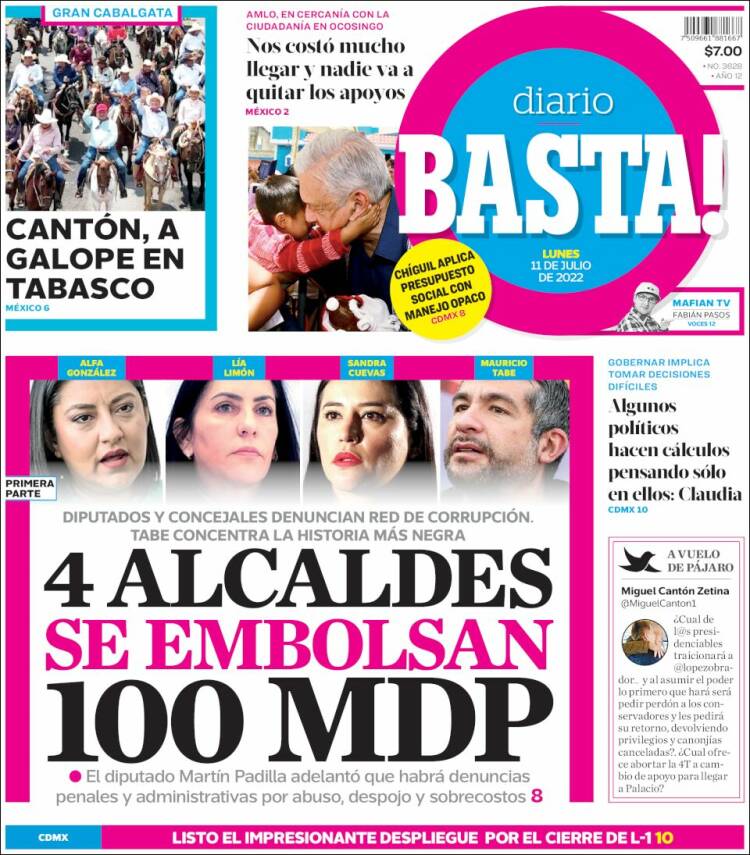 Portada de Diario Basta (México)