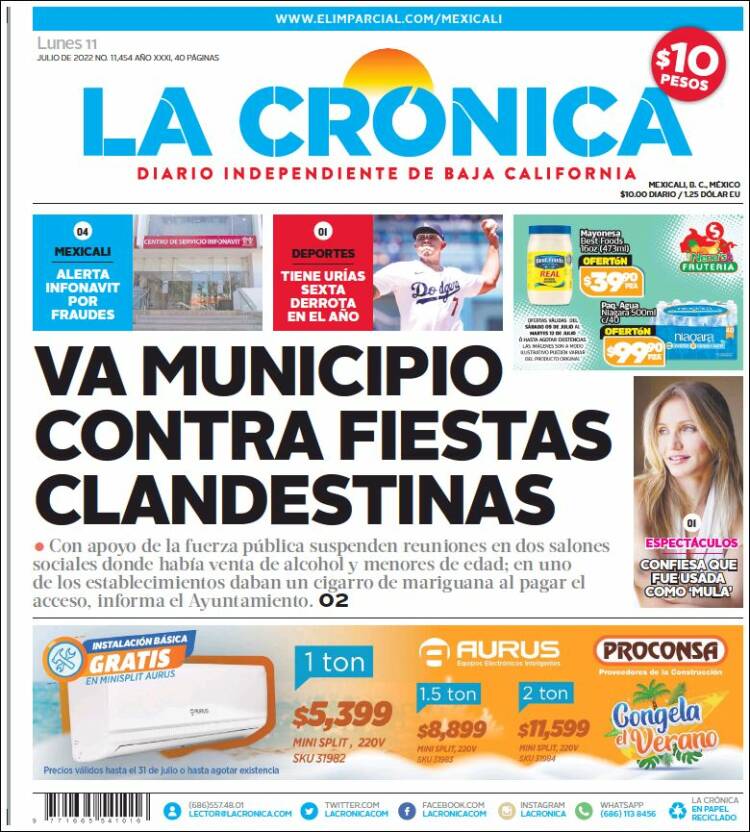 Portada de La Crónica de Baja California (México)