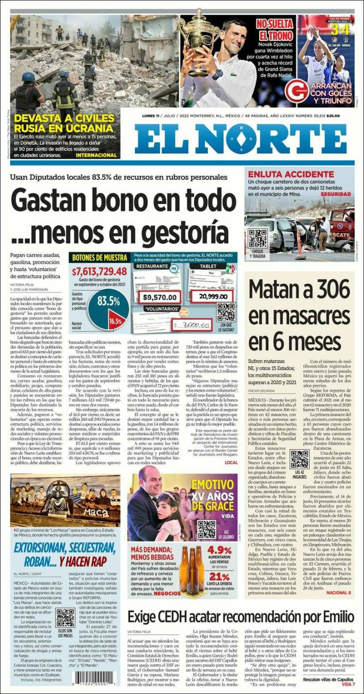 Portada de El Norte (México)