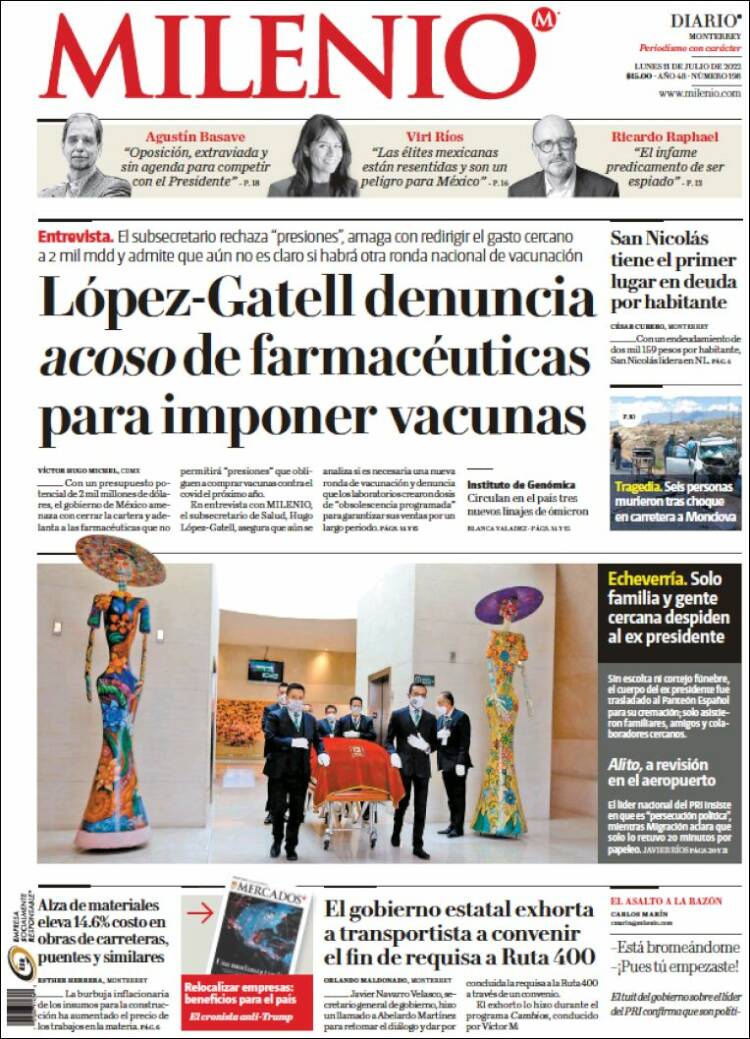 Portada de Milenio de Monterrey (México)