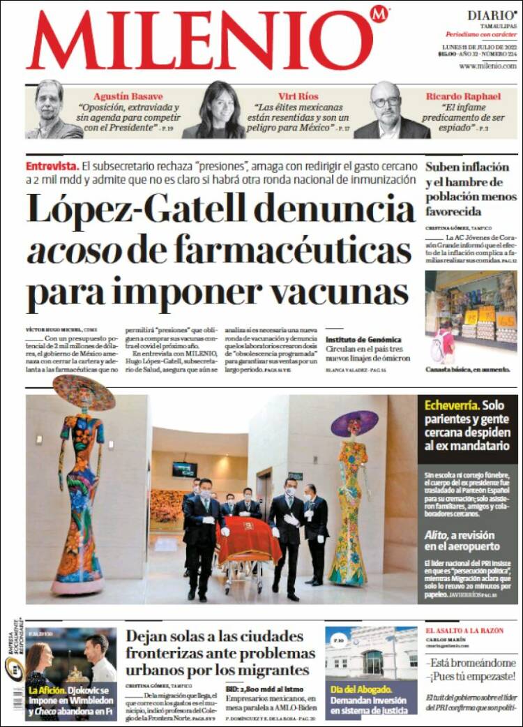 Portada de Milenio - Tamaulipas (México)