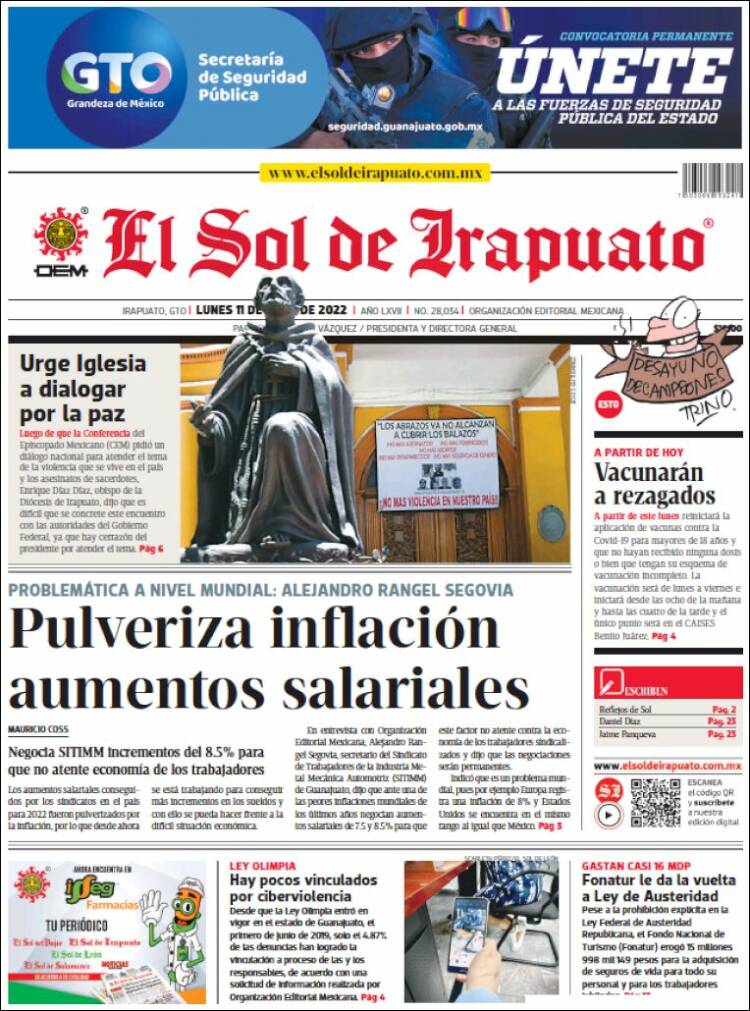 Portada de El Sol de Irapuato (México)