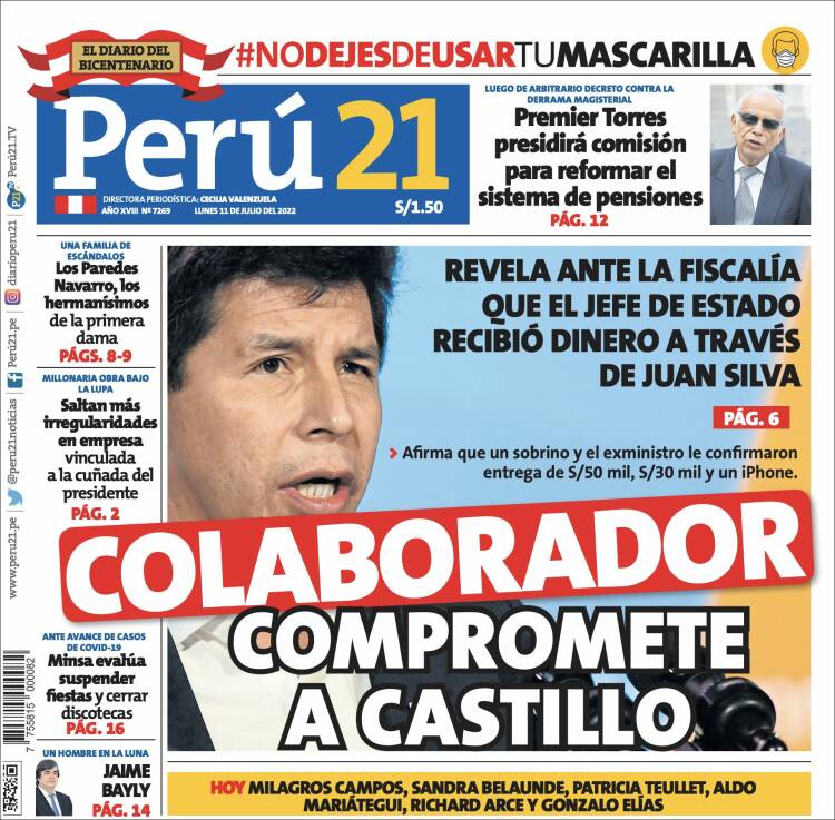 Portada de Perú 21 (Per&uacute;)