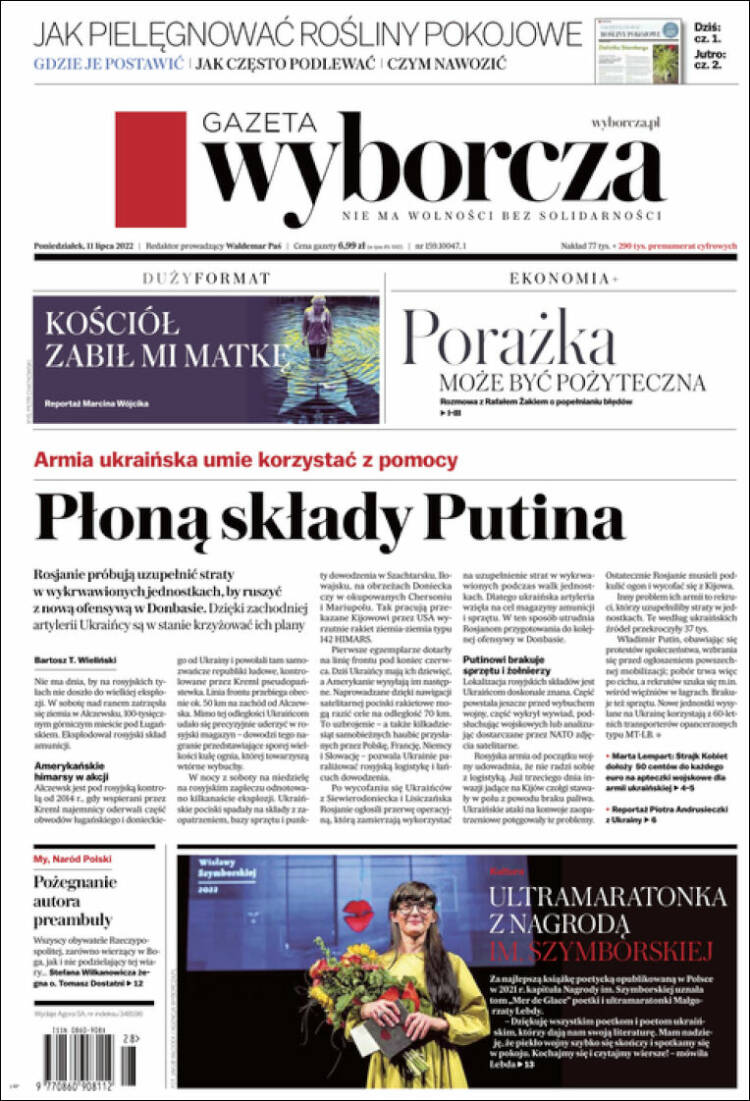 Portada de Gazeta Wyborcza (Polonia)