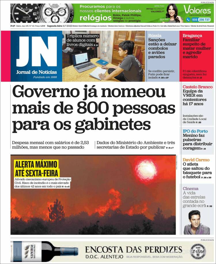 Portada de Jornal de Notícias (Portugal)