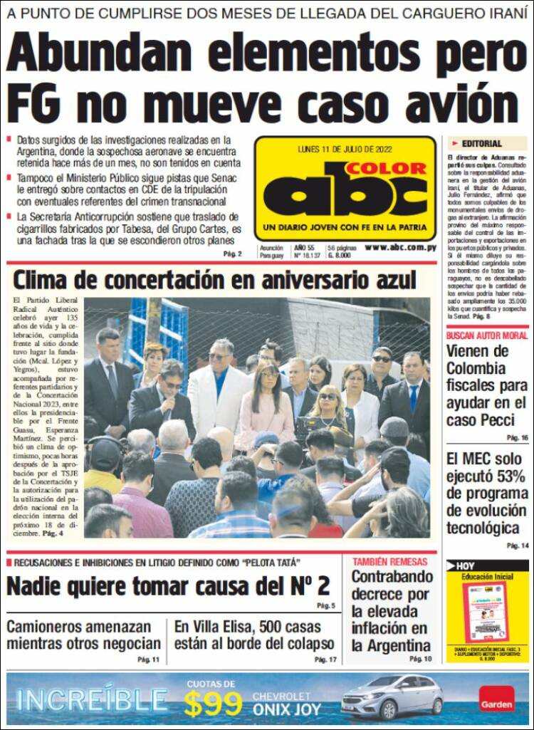 Portada de ABC Color (Paraguay)