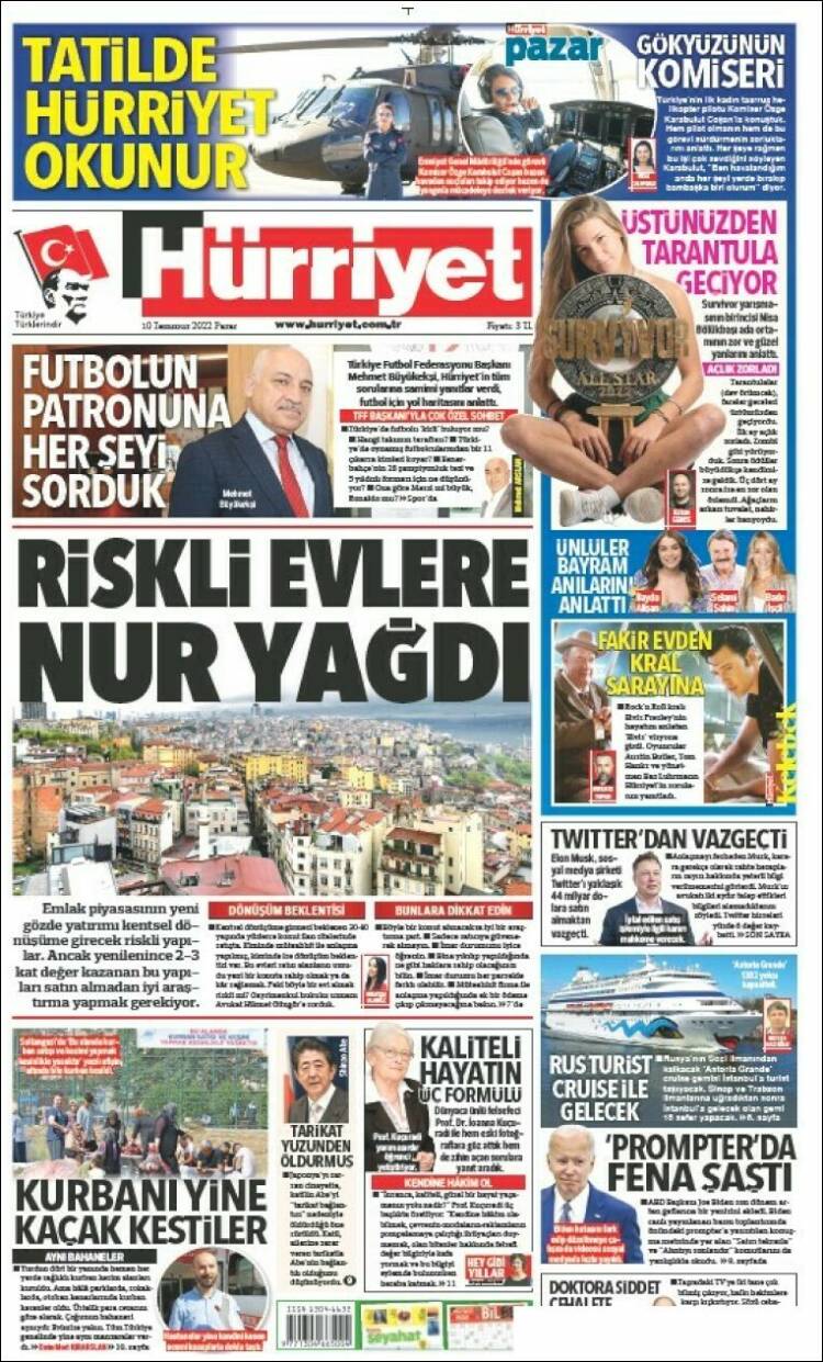 Portada de Hürriyet (Turqu&iacute;a)