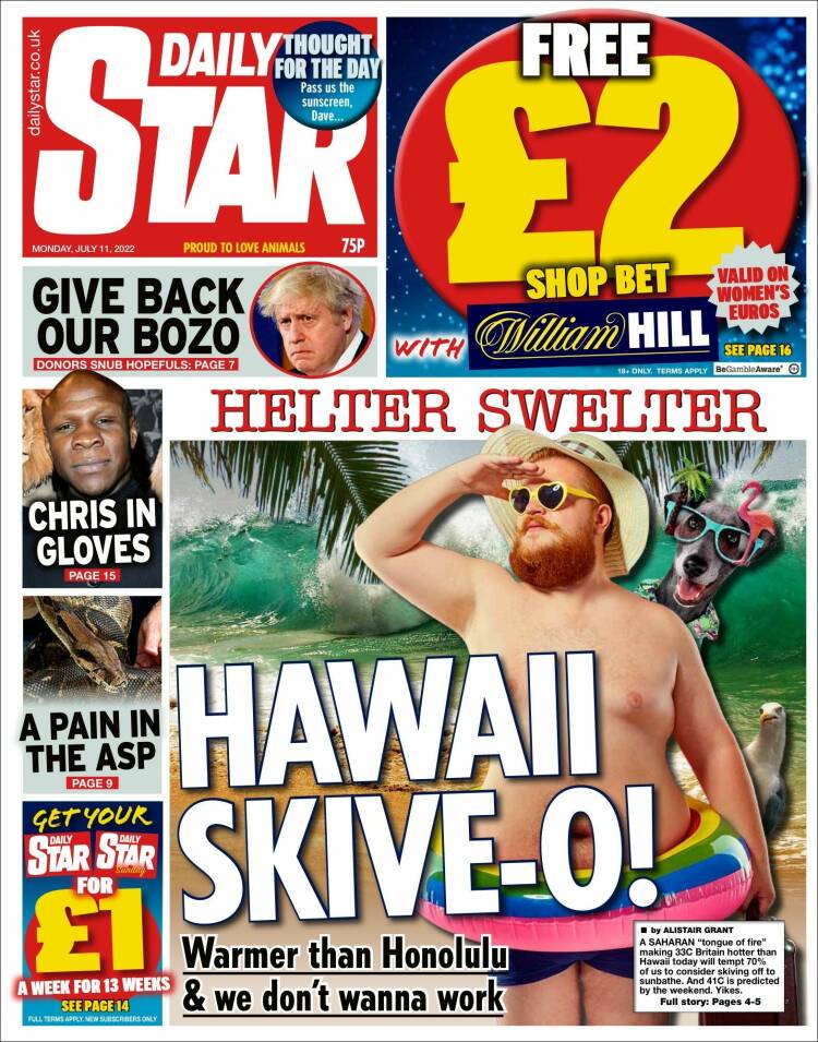 Portada de Daily Star (Reino Unido)