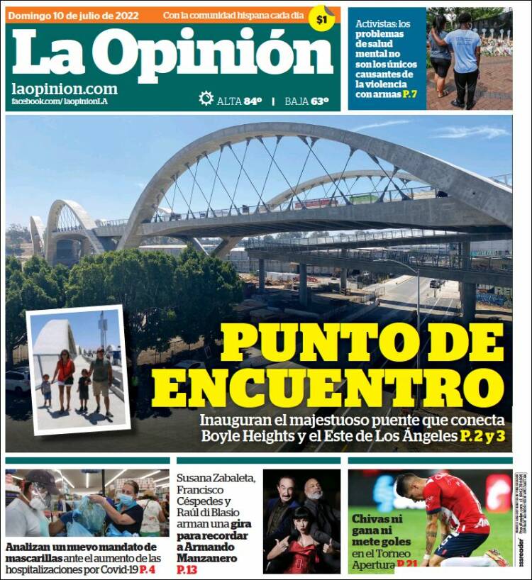 Portada de La Opinión (USA)