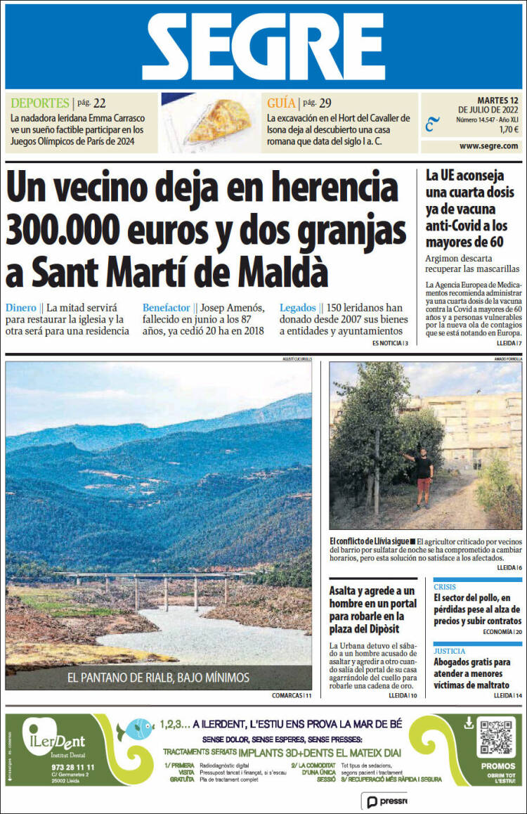 Portada de Segre  (España)