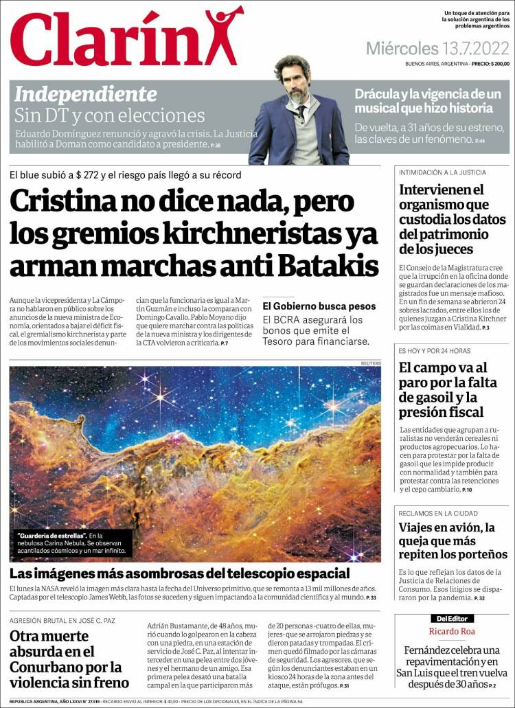 Portada de Clarín (Argentina)