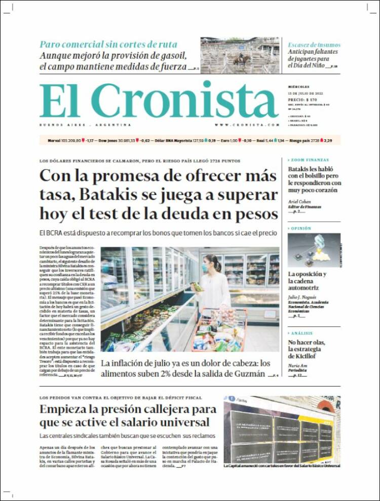 Portada de El Cronista Comercial (Argentina)