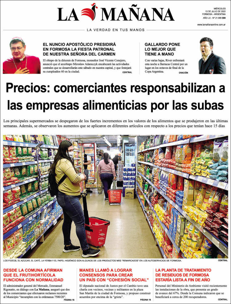 Portada de Diario La Mañana (Argentina)