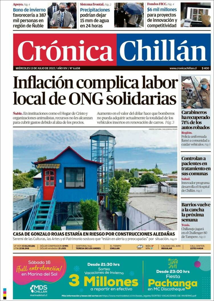 Portada de Crónica Chillán (Chili)
