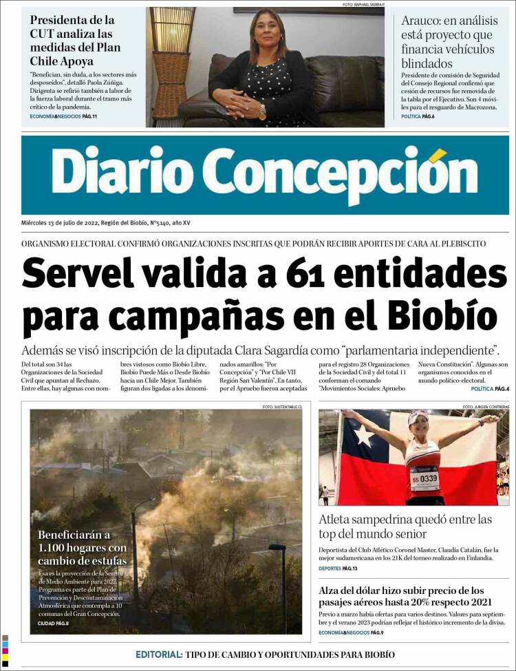 Portada de Diario de Concepción (Chili)