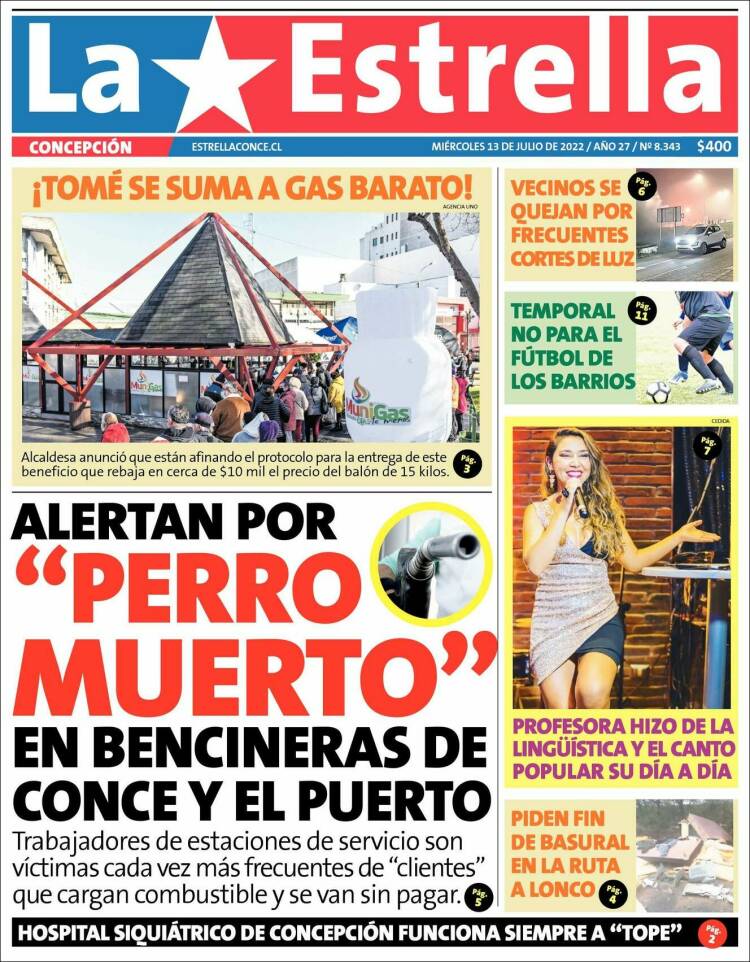Portada de La Estrella de Concepción (Chile)