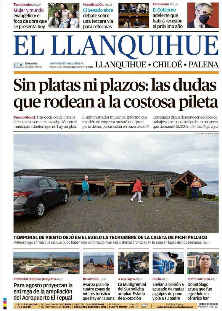 Portada de El Llanquihue (Chile)