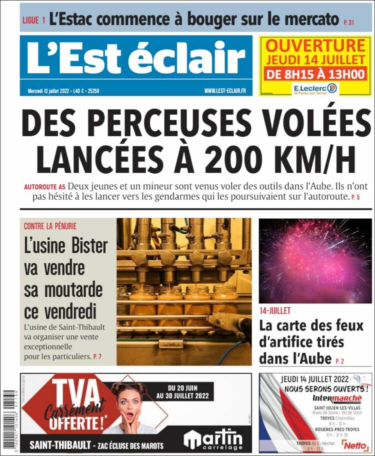 Portada de L'Est Eclair (France)