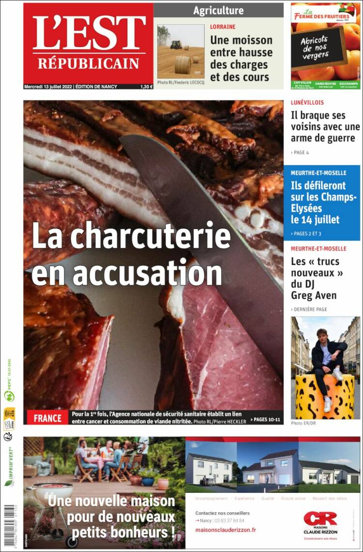 Portada de L'Est Republicain (France)