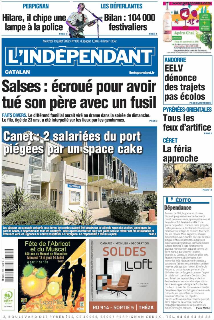 Portada de Le Indépendant (France)