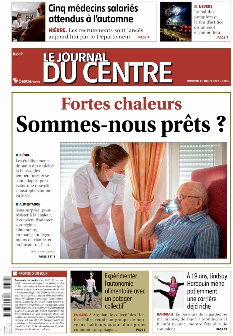 Portada de Le Journal du Centre (France)