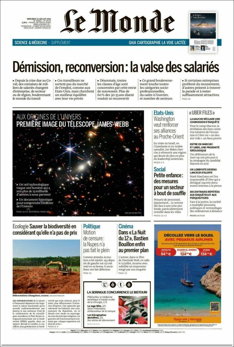 Portada de Le Monde (France)