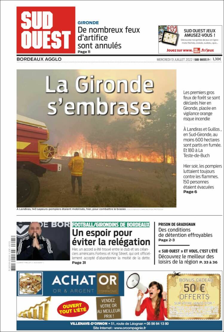 Portada de Sud Ouest (France)