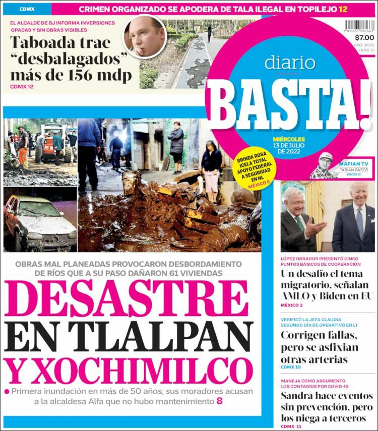 Portada de Diario Basta (Mexique)
