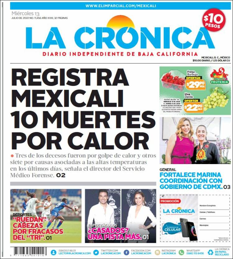 Portada de La Crónica de Baja California (Mexique)