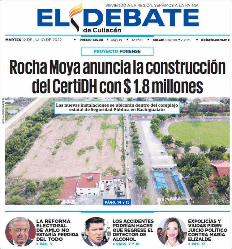 Portada de El Debate de Culiacán (Mexique)