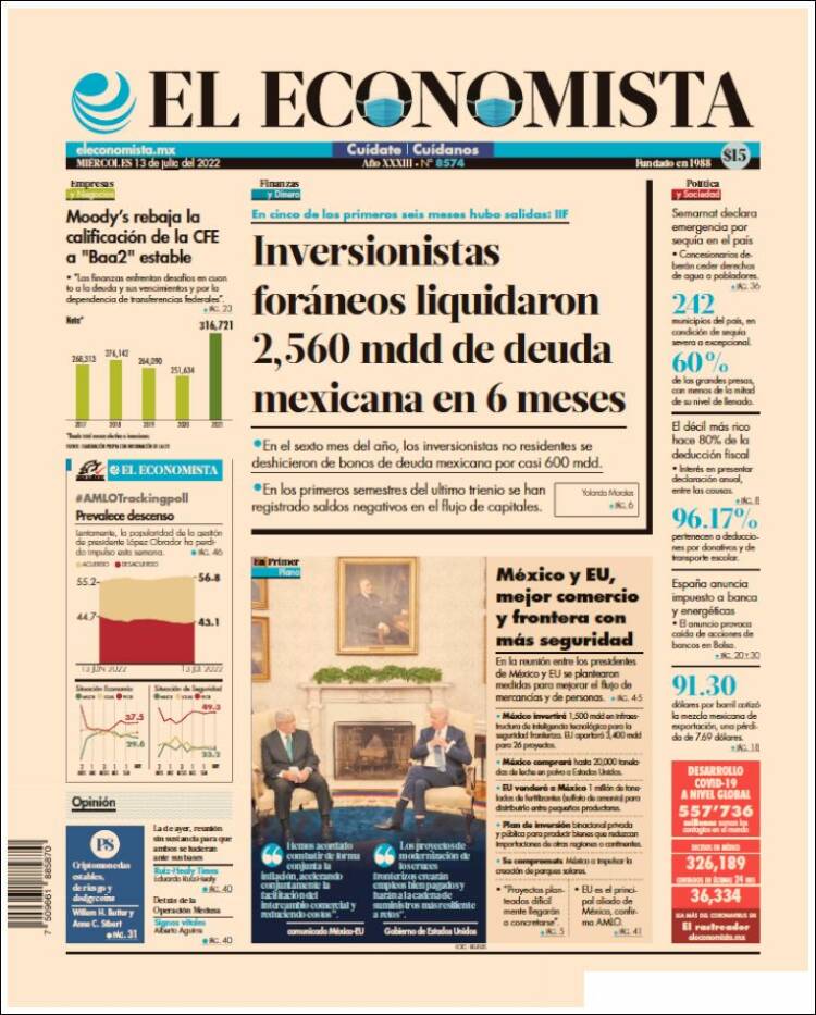 Portada de El Economista (Mexique)