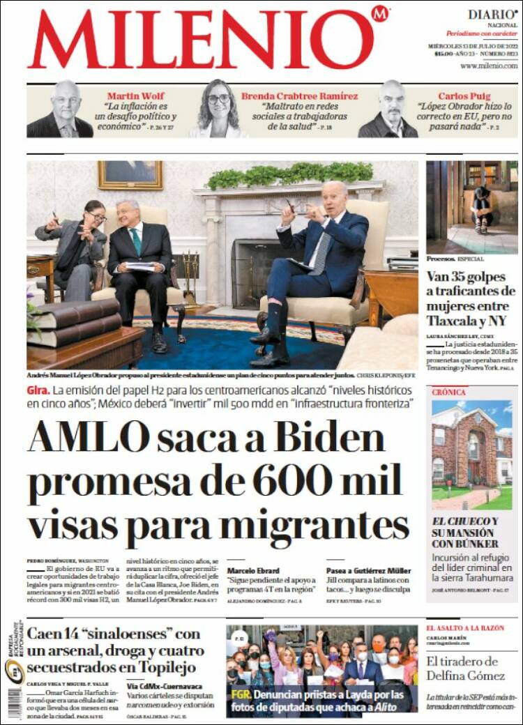 Portada de Milenio (Mexique)