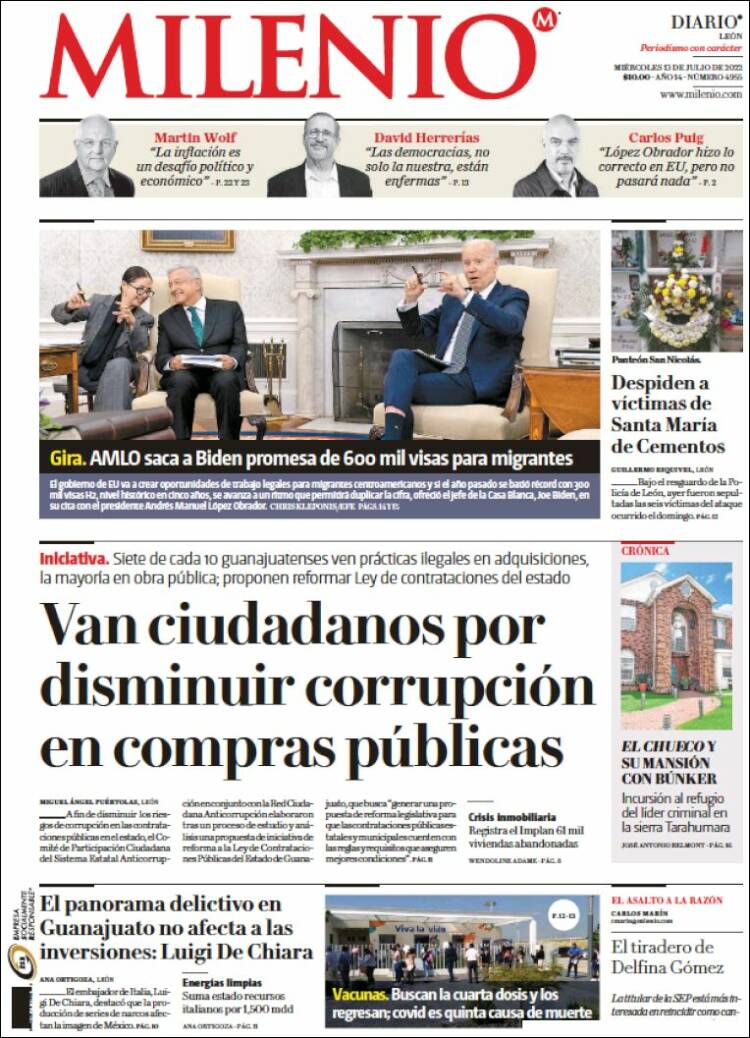Portada de Milenio de León (Mexique)
