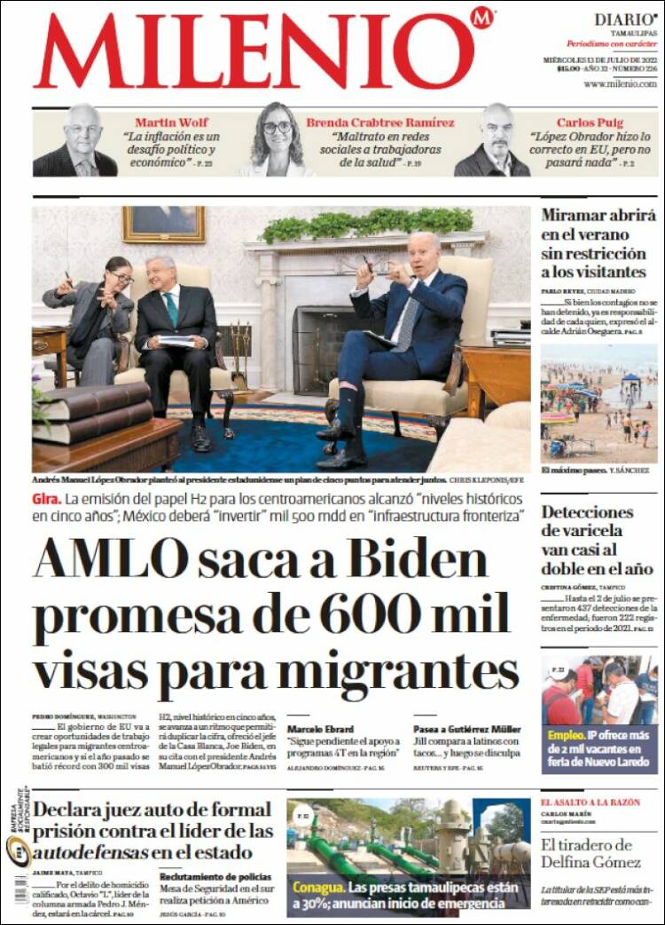 Portada de Milenio - Tamaulipas (Mexique)