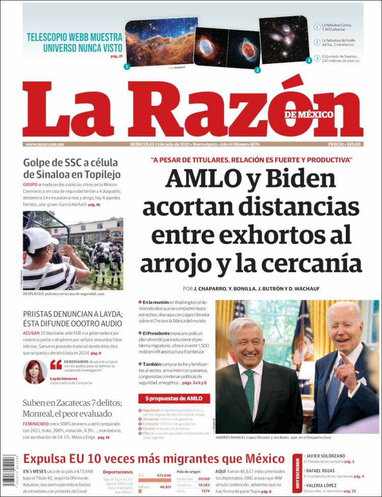Portada de La Razón (Mexique)