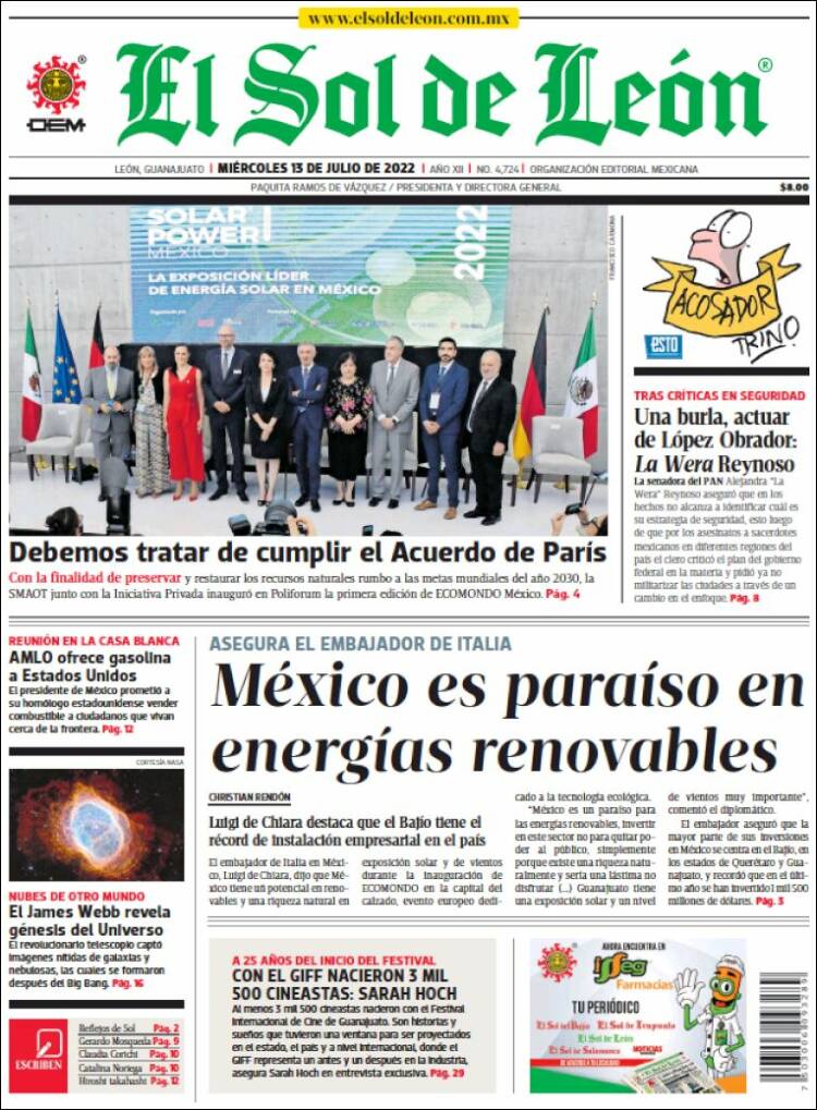 Portada de El Sol de León (Mexique)