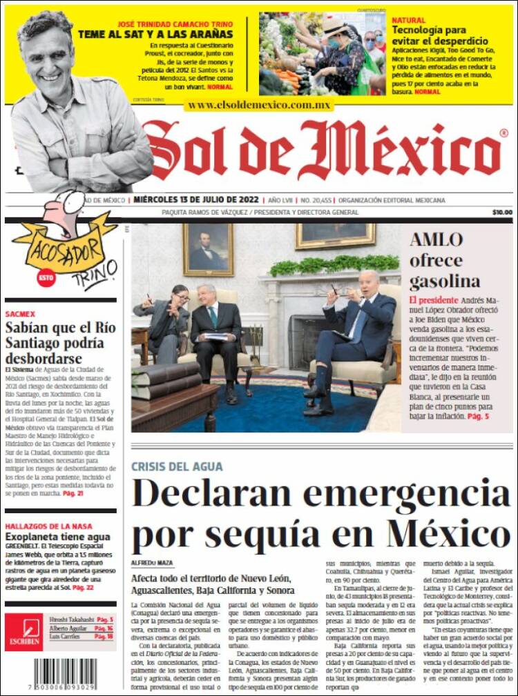 Portada de El Sol de México (Mexique)