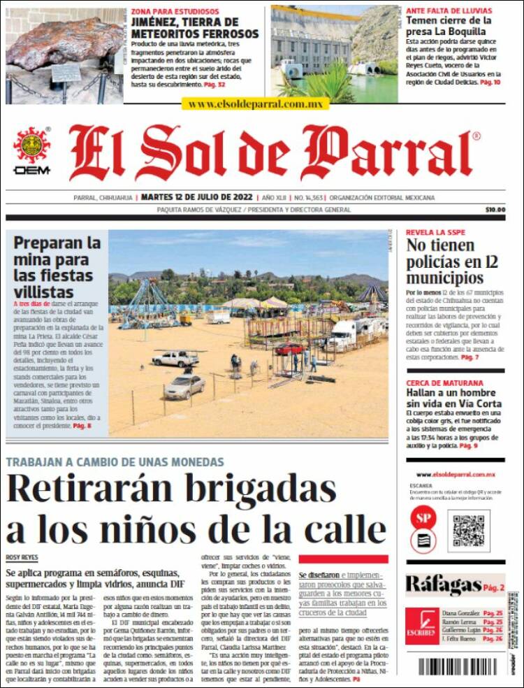 Portada de El Sol de Parral (Mexique)