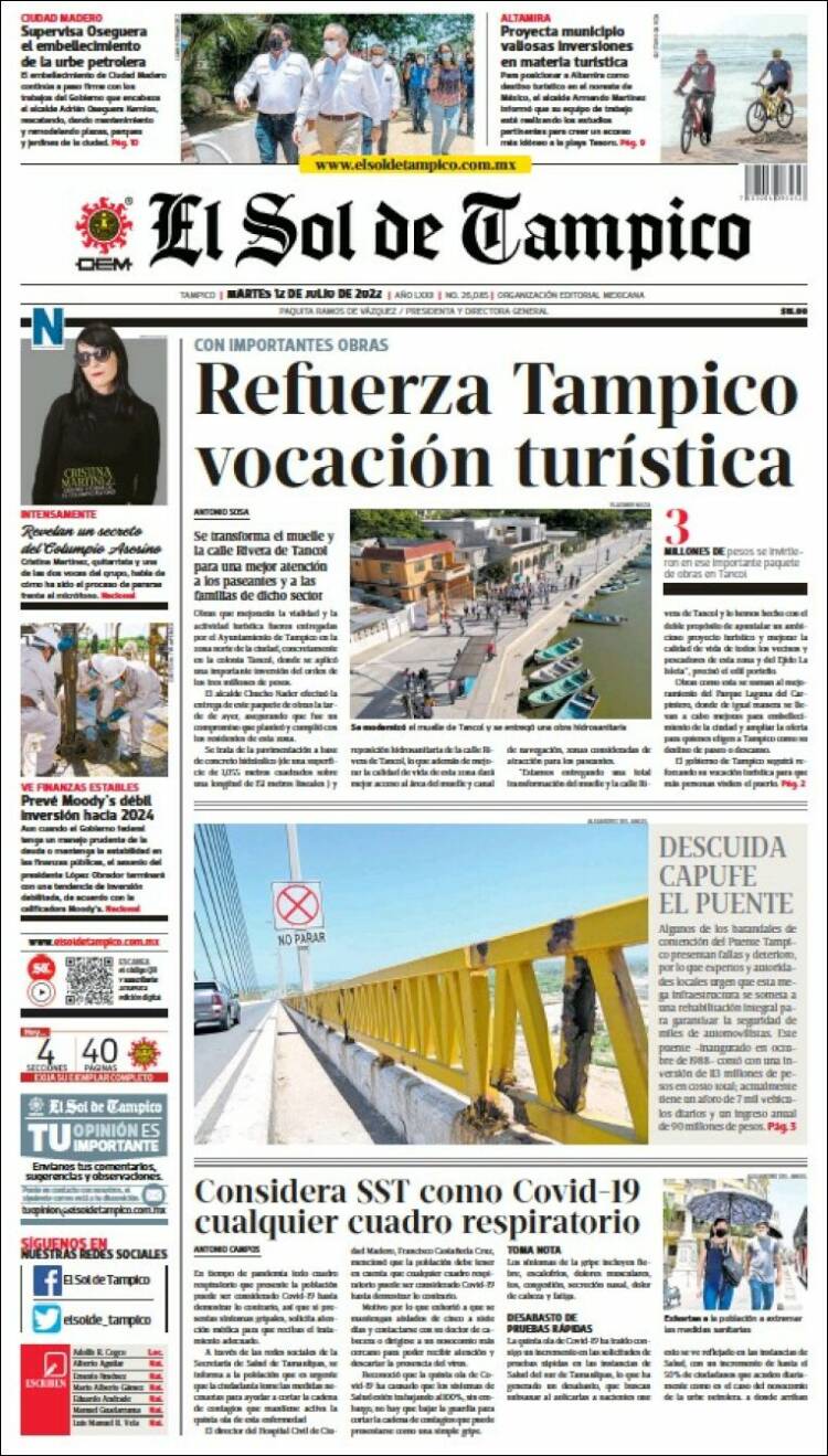 Portada de El Sol de Tampico (Mexique)