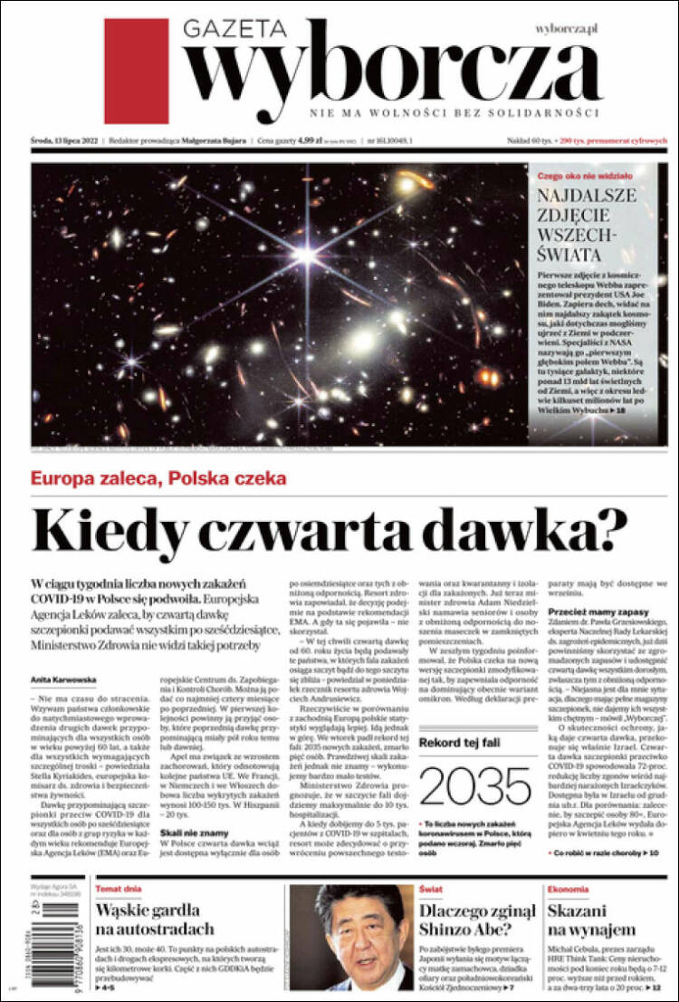 Portada de Gazeta Wyborcza (Pologne)