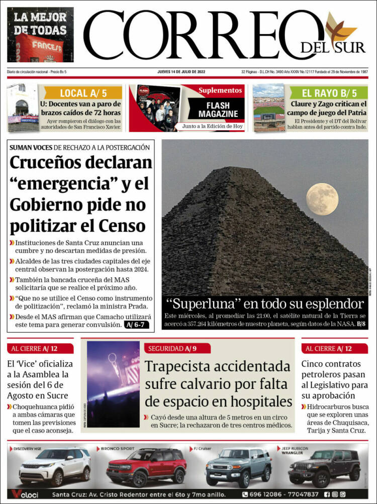 Portada de Correo Sur (Bolivia)