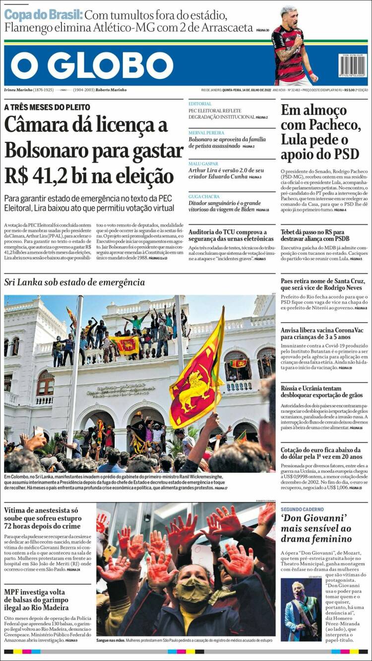 Portada de O Globo (Brasil)