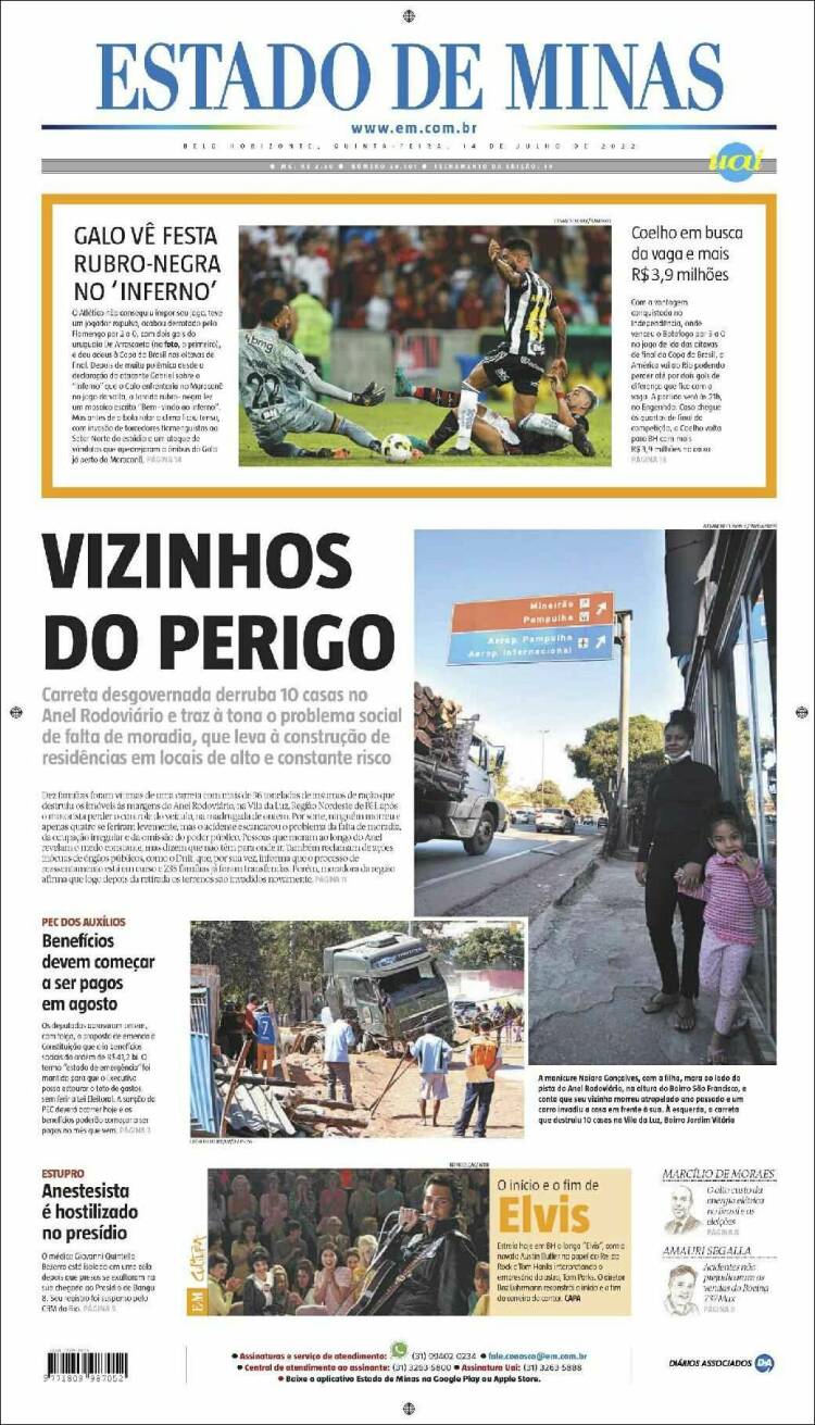 Portada de Jornal Estado de Minas (Brasil)