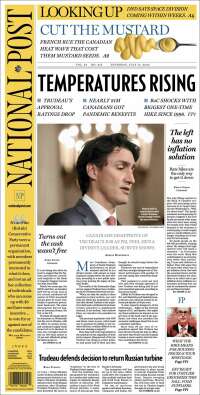 Portada de The National Post (Canadá)