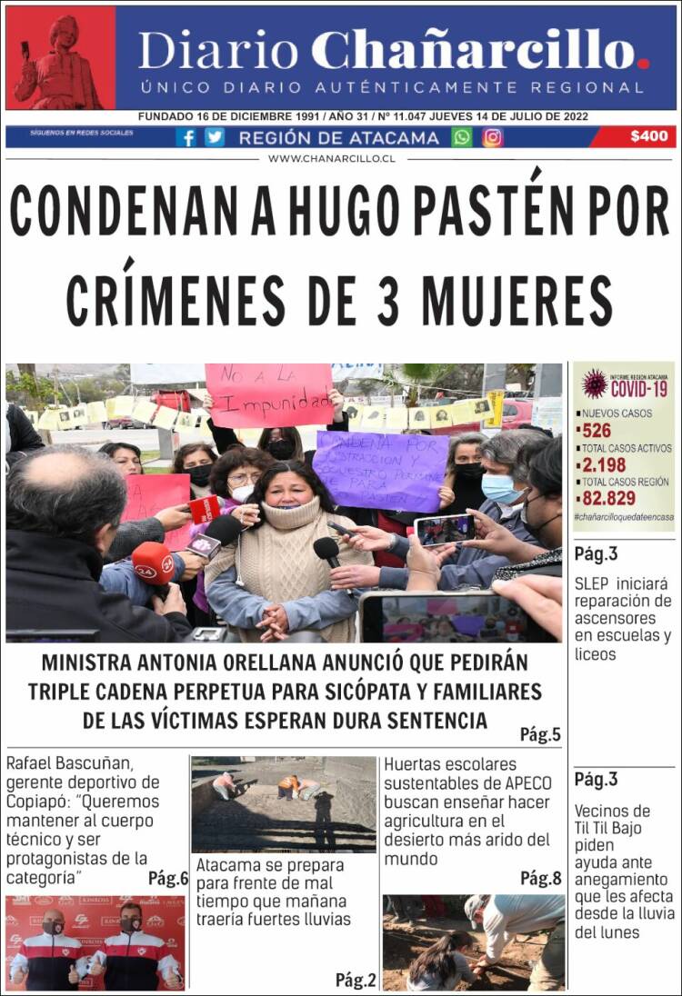 Portada de Diario Chañarcillo (Chile)