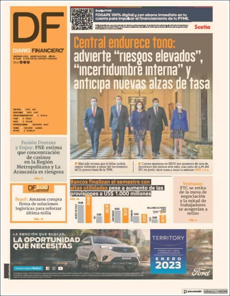 Portada de Diario Financiero (Chile)