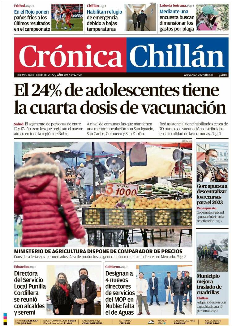 Portada de Crónica Chillán (Chile)