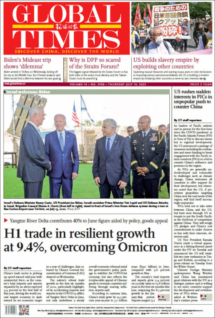 Portada de The Global Times (China)