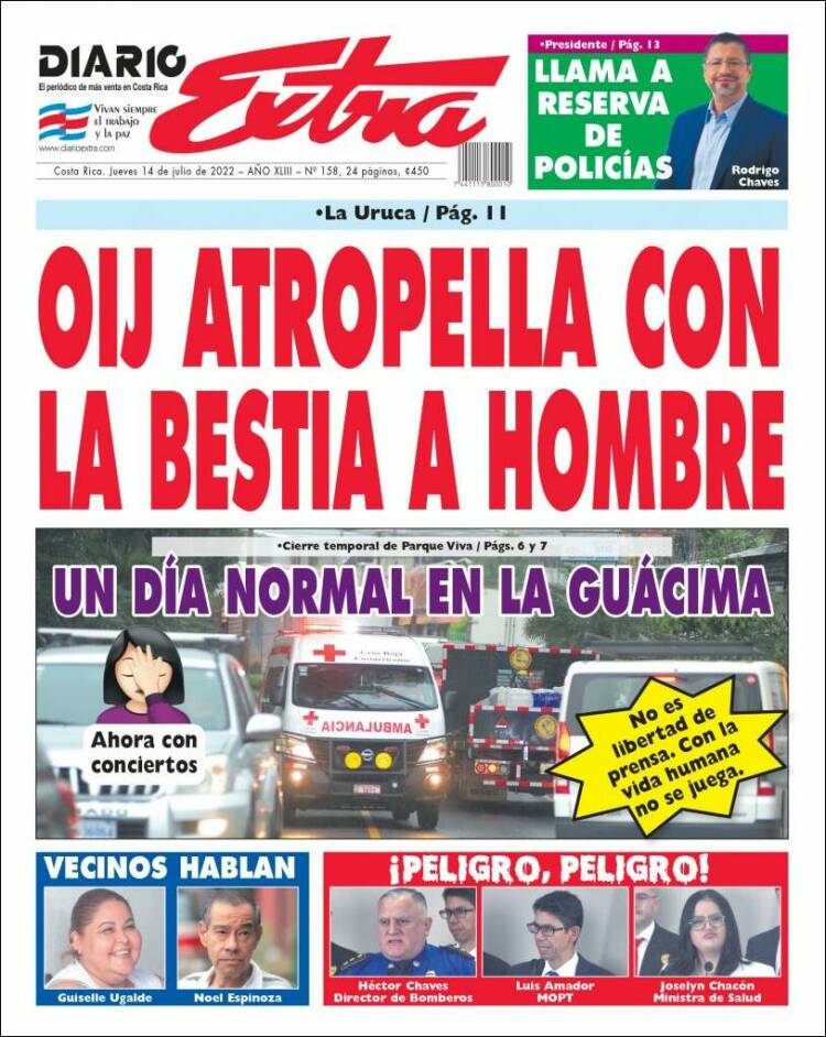 Portada de Diario Extra (Costa Rica)